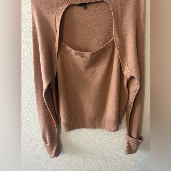 PAIGE Women's Cherise Sweater Turtle Neck Cropped Cutout Design in Toffee Sz XL - Picture 5 of 14